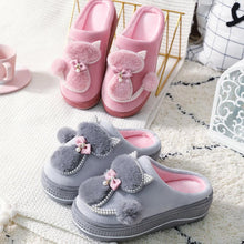 Load image into Gallery viewer, Cotton Women Cute Slippers Indoor Shoes For Women Winter Home Slippers Warm Footwear Winter Cotton Slippers Memory Foam House Slippers Cozy Fluffy Bedroom Couples Slippers