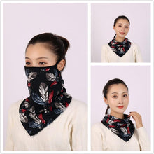 Load image into Gallery viewer, Cotton Women Mask Scarf Face Mascarillas Wraps Floral Print Lady Warm Neck Scarves Foulard Bandana Reusable Outdoor Riding Masks Scarf Neck Gaiter Headwear Headband Head Wrap Scarf Mask Neck Ear Warmers Headbands Perfect Bandana