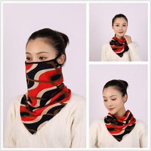 Load image into Gallery viewer, Cotton Women Mask Scarf Face Mascarillas Wraps Floral Print Lady Warm Neck Scarves Foulard Bandana Reusable Outdoor Riding Masks Scarf Neck Gaiter Headwear Headband Head Wrap Scarf Mask Neck Ear Warmers Headbands Perfect Bandana