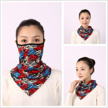 Load image into Gallery viewer, Cotton Women Mask Scarf Face Mascarillas Wraps Floral Print Lady Warm Neck Scarves Foulard Bandana Reusable Outdoor Riding Masks Scarf Neck Gaiter Headwear Headband Head Wrap Scarf Mask Neck Ear Warmers Headbands Perfect Bandana