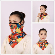 Load image into Gallery viewer, Cotton Women Mask Scarf Face Mascarillas Wraps Floral Print Lady Warm Neck Scarves Foulard Bandana Reusable Outdoor Riding Masks Scarf Neck Gaiter Headwear Headband Head Wrap Scarf Mask Neck Ear Warmers Headbands Perfect Bandana
