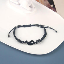 Load image into Gallery viewer, Couple Bracelets Cord Braid Chain Bracelet Alloy Pendant Two-piece Woven Rope Braid Bracelet Bangle For Women Men Charm Adjustable Black White Matching Bracelets For Couples