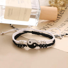 Load image into Gallery viewer, Couple Bracelets Cord Braid Chain Bracelet Alloy Pendant Two-piece Woven Rope Braid Bracelet Bangle For Women Men Charm Adjustable Black White Matching Bracelets For Couples