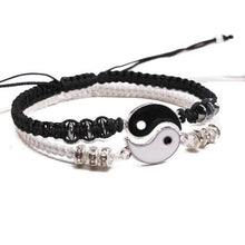 Load image into Gallery viewer, Couple Bracelets Cord Braid Chain Bracelet Alloy Pendant Two-piece Woven Rope Braid Bracelet Bangle For Women Men Charm Adjustable Black White Matching Bracelets For Couples