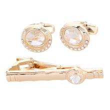 Load image into Gallery viewer, Vittorio Vico Gold Rhinestone Cufflinks & Tie Bar Set
