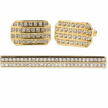 Load image into Gallery viewer, Vittorio Vico Gold Rhinestone Cufflinks & Tie Bar Set
