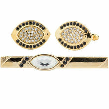 Load image into Gallery viewer, Vittorio Vico Gold Rhinestone Cufflinks & Tie Bar Set