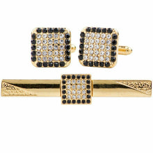 Load image into Gallery viewer, Vittorio Vico Gold Rhinestone Cufflinks & Tie Bar Set