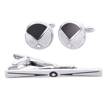 Load image into Gallery viewer, Vittorio Vico Silver Rhinestone Cufflinks & Tie Bar Set