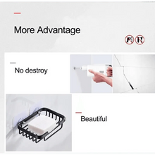 Load image into Gallery viewer, Creative Drill Free Soap Dish Holder Wall Mounted Storage Rack Toilet Soap Box Sponge Dish Bathroom Accessories Soap Dish Holder with Loofah Bath Sponge Towel Razor Holder for Bathroom Shower Kitchen Adhesive Wall Mounted No Drilling