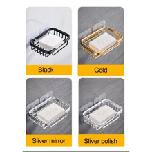 Load image into Gallery viewer, Creative Drill Free Soap Dish Holder Wall Mounted Storage Rack Toilet Soap Box Sponge Dish Bathroom Accessories Soap Dish Holder with Loofah Bath Sponge Towel Razor Holder for Bathroom Shower Kitchen Adhesive Wall Mounted No Drilling