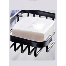 Load image into Gallery viewer, Creative Drill Free Soap Dish Holder Wall Mounted Storage Rack Toilet Soap Box Sponge Dish Bathroom Accessories Soap Dish Holder with Loofah Bath Sponge Towel Razor Holder for Bathroom Shower Kitchen Adhesive Wall Mounted No Drilling