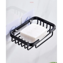 Load image into Gallery viewer, Creative Drill Free Soap Dish Holder Wall Mounted Storage Rack Toilet Soap Box Sponge Dish Bathroom Accessories Soap Dish Holder with Loofah Bath Sponge Towel Razor Holder for Bathroom Shower Kitchen Adhesive Wall Mounted No Drilling
