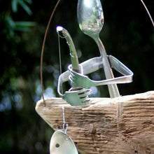 Load image into Gallery viewer, Creative Fishing Man Spoon Fish Sculptures Wind Chime Home Bedroom Painted Fish Mobile Tropical Fish Home Decor Yard Garden Hanging Ornament Decoration