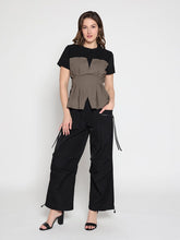 Load image into Gallery viewer, Crewneck Short Sleeve Color Contrast T-shirt