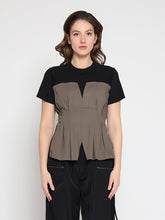 Load image into Gallery viewer, Crewneck Short Sleeve Color Contrast T-shirt
