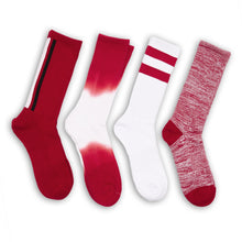 Load image into Gallery viewer, Crimson / White Casual Socks 4 Pack