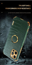Load image into Gallery viewer, Crocodile Leather Case For iPhone 13 12 Mini Shockproof Magnetic Ring Holder Phone Cover Ultra-thin Soft Crocodile Leather Shockproof Bumper With Ring Bracket Protective Cover for iPhone
