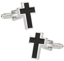 Load image into Gallery viewer, Cross Cufflinks in Black