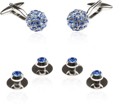 Load image into Gallery viewer, Men's Crystal Ball Cufflinks Studs Blue