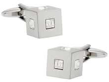 Load image into Gallery viewer, Crystal Cubic Cufflinks in Clear