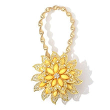 Load image into Gallery viewer, Crystal Curtain Tieback Elasticity Curtain Straps Metal Rhinestone Curtains Holder Clips Flower Shaped Curtain Accessories Crystal Curtain Magnetic Tieback Flower Curtain Clips Buckle With Stretchy Wire Rope For Home Office Decor 25-75cm