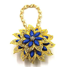 Load image into Gallery viewer, Crystal Curtain Tieback Elasticity Curtain Straps Metal Rhinestone Curtains Holder Clips Flower Shaped Curtain Accessories Crystal Curtain Magnetic Tieback Flower Curtain Clips Buckle With Stretchy Wire Rope For Home Office Decor 25-75cm