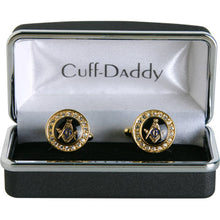 Load image into Gallery viewer, Crystal Gold Masonic Cufflinks
