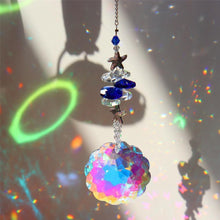 Load image into Gallery viewer, Crystal Wind Star Moon Pendant Handmade Sun Catcher Light Catcher Newly Designed Prism Crystal Colorful Light Prism Chandelier Glass Crystal Pendant Pearl Yarn Gift Handmade Garden Window Wedding Curtain Chandelier