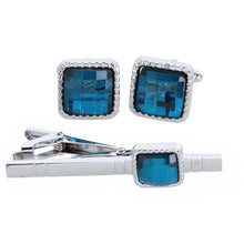 Load image into Gallery viewer, Vittorio Vico Square Colored Crystal Cufflinks & Tie Bar Set