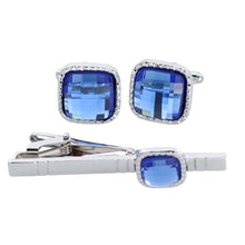 Load image into Gallery viewer, Vittorio Vico Square Colored Crystal Cufflinks & Tie Bar Set