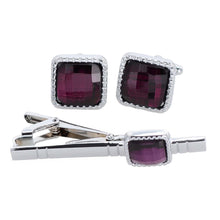 Load image into Gallery viewer, Vittorio Vico Square Colored Crystal Cufflinks & Tie Bar Set