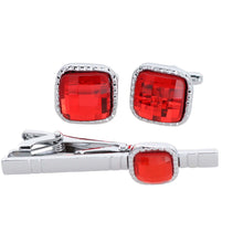 Load image into Gallery viewer, Vittorio Vico Square Colored Crystal Cufflinks & Tie Bar Set