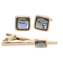 Load image into Gallery viewer, Vittorio Vico Square Colored Crystal Cufflinks & Tie Bar Set