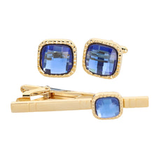 Load image into Gallery viewer, Vittorio Vico Square Colored Crystal Cufflinks & Tie Bar Set
