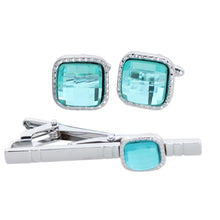 Load image into Gallery viewer, Vittorio Vico Square Colored Crystal Cufflinks & Tie Bar Set