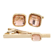 Load image into Gallery viewer, Vittorio Vico Square Colored Crystal Cufflinks & Tie Bar Set