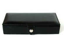 Load image into Gallery viewer, Cufflinks Rings Storage Box in Black Leather - holds 8 Pairs - Perfect for Travel