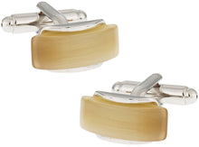 Load image into Gallery viewer, Curved Gold Fiber Optic Glass Cuff links