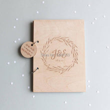 Load image into Gallery viewer, Custom Engraved Classic Oak Tree Wood Wedding Guest Book Rustic Wedding Decor Paper Photo Album Scrapbook Paper Baby Family Scrapbook Albums Family Anniversary Gift For Couple