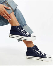 Load image into Gallery viewer, Solea Navy high-top sneakers