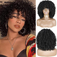 Load image into Gallery viewer, Cute Afro Wig Women Short Fluffy Hair Wigs with Bangs For Black Women Kinky curly Synthetic Hair For Party Dance Cosplay Wigs For Black Women Cosplay Wigs For Women