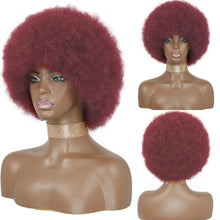 Load image into Gallery viewer, Cute Afro Wig Women Short Fluffy Hair Wigs with Bangs For Black Women Kinky curly Synthetic Hair For Party Dance Cosplay Wigs For Black Women Cosplay Wigs For Women