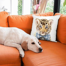 Load image into Gallery viewer, Cute Baby Animals Pattern Pillow Case Cotton Linen Cushion Cover for Home Sofa Pillow Covers, Cushion Covers Tiger Bunny Rabbit Horse Sheep Bear With Head Flowers Decorative Velvet Pillow Covers 45X45CM