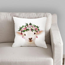 Load image into Gallery viewer, Cute Baby Animals Pattern Pillow Case Cotton Linen Cushion Cover for Home Sofa Pillow Covers, Cushion Covers Tiger Bunny Rabbit Horse Sheep Bear With Head Flowers Decorative Velvet Pillow Covers 45X45CM