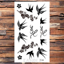 Load image into Gallery viewer, Cute Black Birds Temporary Waterproof Stickers Tattoo Flower Body Elegant Bird Butterfly Style For Womens