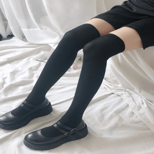 Load image into Gallery viewer, Cute Black White Velvet Warm Long Socks Solid Color Knee High Female Socks Fashion Nylon Stockings For Women