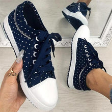 Load image into Gallery viewer, Cute Blue Women Fashion Shoes Summer Casual Design Lace Breathable Platform Flat Woman Sneakers Walking Lace-up Comfortable Walking Footwear Fashion Sneakers