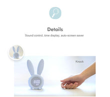 Load image into Gallery viewer, Cute Bunny Ear LED Digital Alarm Clock Electronic Kids Alarm Clock for Kids Children's Alarm Clocks for Girls Boys Bedroom Night Light for Kids Touch Control and Snoozing with USB Sound Control Rabbit Night Lamp Desk Clock Home Decoration