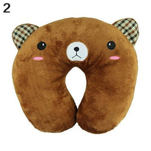 Load image into Gallery viewer, Cute Cartoon Animals U Shaped Pillow Toddler Neck Pillow Travel Car Neck Rest Pillow Support Head Rest Cushion Panda Cat Bear Rabbit Pig Kids Travel Pillow Toddler Neck Pillow U-Shaped Animal Kids Neck Pillow With 3D Embroidery For Airplane